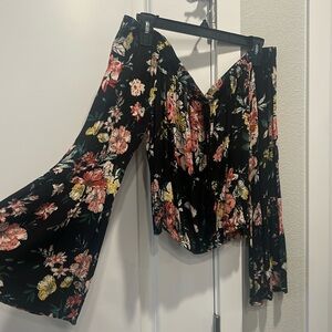 Off the shoulder floral crop top